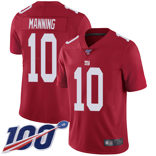 Men New York Giants #10 Eli Manning Red Limited Red Inverted Legend 100th Season Football NFL Jersey->new york giants->NFL Jersey